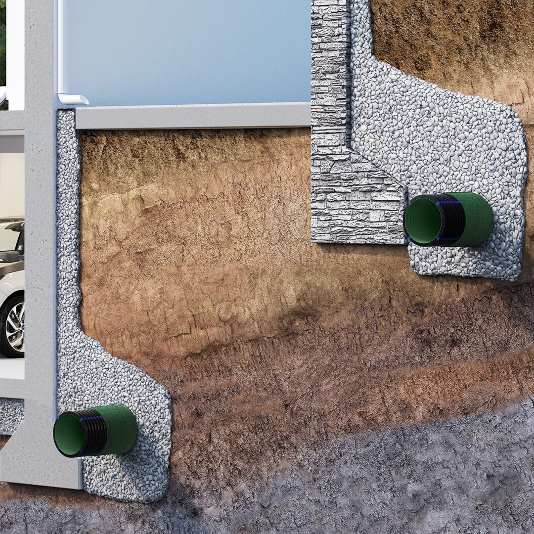 GEODRAIN PLUS double structured wall perforated rigid conduit with Geotextile
